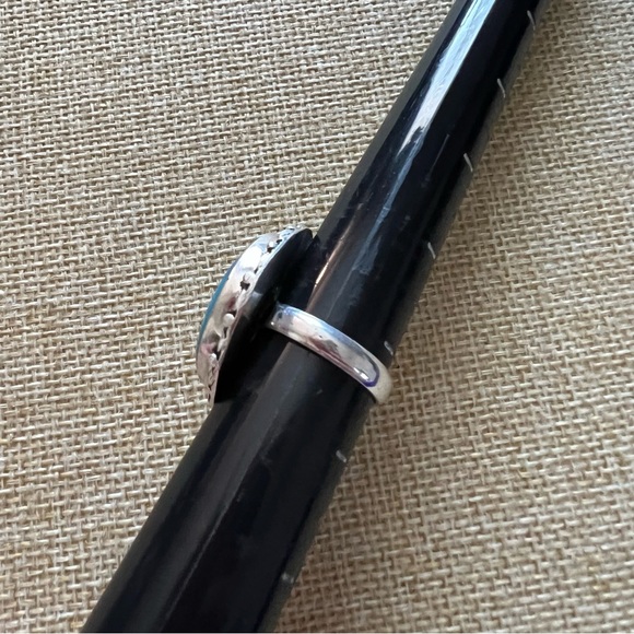 Blue Dendritic Round Statement Ring Size 8 - Picture 2 of 3